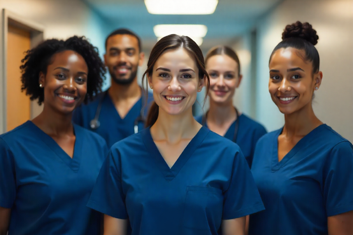 A caregiver providing specialized support to a resident.